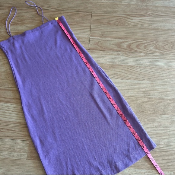 Zara Purple Ribbed Bodycon Square Neck Mini Dress Large - Picture 6 of 7